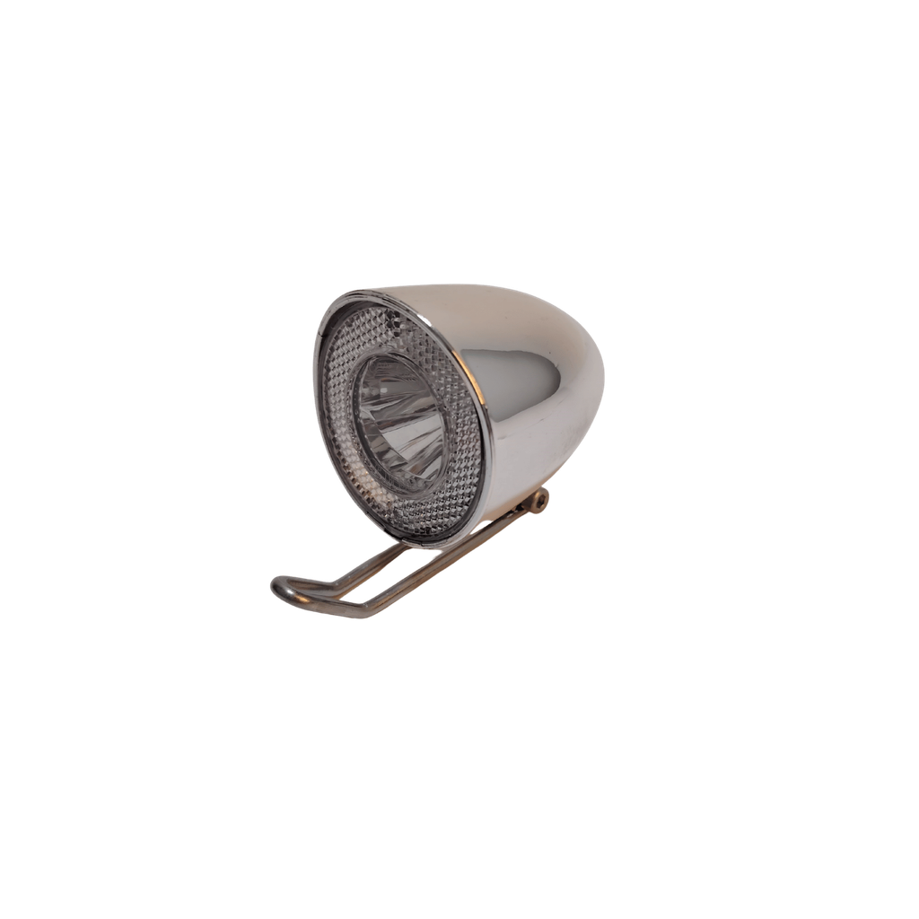 Far fata LED Retro Sport 20 Lux, cromat, 6V e-bike, cu suport inox, fara cablu, fara intrerupator
