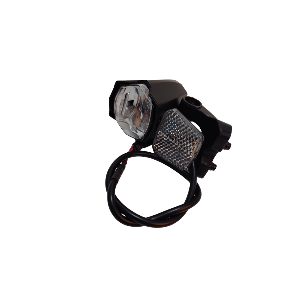 Far fata LED Jing Yi JY-7060 30 Lux logo Prophete, 6V e-bike, cu suport Suntour F.CR8V, Negru