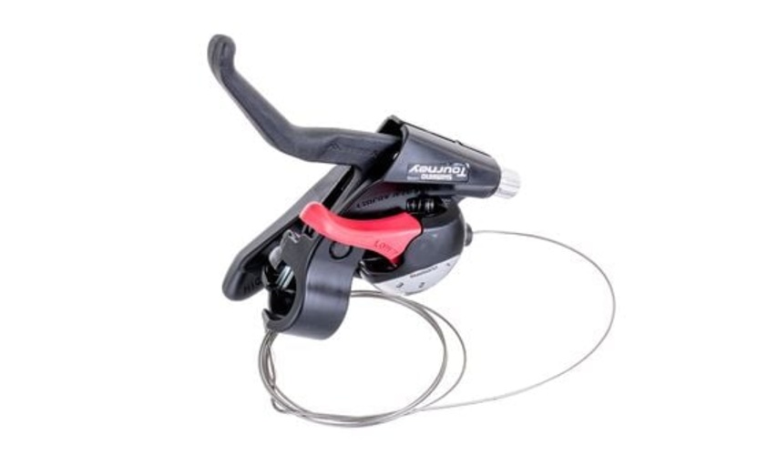 Maneta schimbator stanga Shimano ASTEF402 LSBLN, 3 viteze, diametru 22,2 mm, index dual