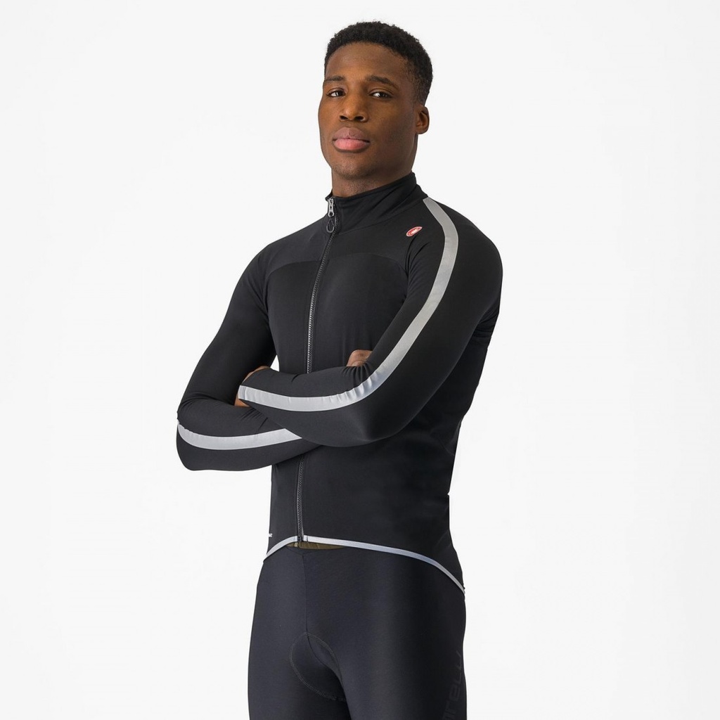 Jacheta de ploaie Castelli Ultra Rain Cape, pentru barbati, negru/argintiu reflex, M