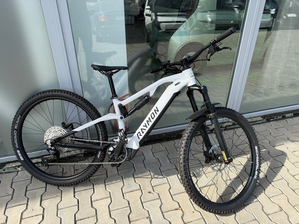 Bicicleta Electrica Raymon Full Suspension Trailray 150 2025, Deore - 29 Inch, S, Alb - Reambalat