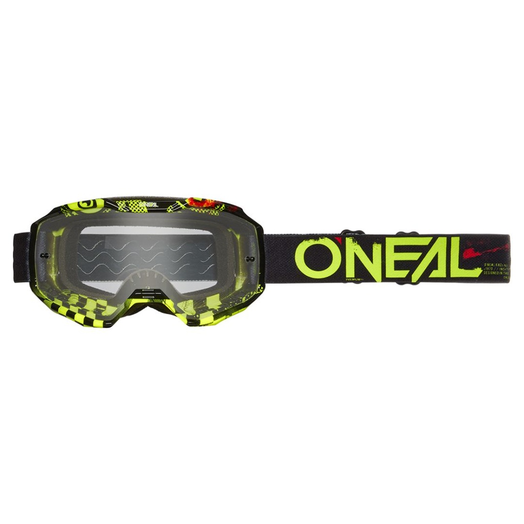 Ochelari O'Neal B-10 ATTACK V.24 - Lentile Transparente, Negru-Galben Neon